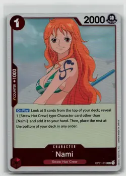 One Piece PRE ERRATA Nami OP01-016 Straw Hat Romance Dawn English NM - Image 1
