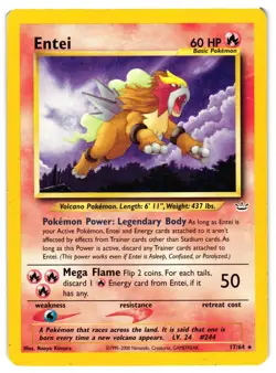 Pokemon TCG Entei 17/64 Neo Revelation Non Holo Rare Unlimited LP/MP - Image 1