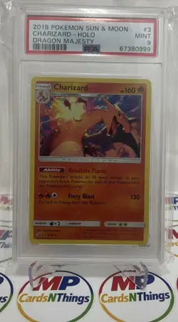 2018 Pokemon Dragon Majesty Charizard Holo #3 PSA 9 Mint Graded Slab Rare - Image 1