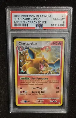 Charizard 1/99 Cracked Ice Pokemon 2009 Platinum Arceus PSA 8 NM-MT HOLO BLEED!! - Image 1
