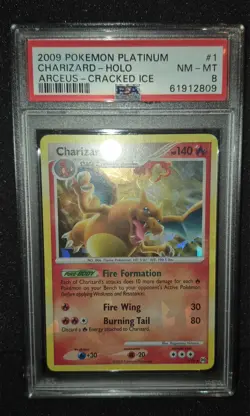Charizard 1/99 Cracked Ice Pokemon 2009 Platinum Arceus PSA 8 NM-MT HOLO BLEED!! - Image 3