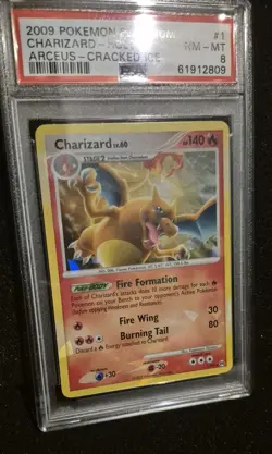 Charizard 1/99 Cracked Ice Pokemon 2009 Platinum Arceus PSA 8 NM-MT HOLO BLEED!! - Image 5