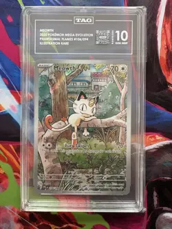 TAG 10 2025 Pokemon TCG Phantasmal Flames Meowth 106/094 Illus Rare Holo - Image 1
