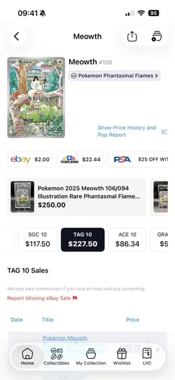 TAG 10 2025 Pokemon TCG Phantasmal Flames Meowth 106/094 Illus Rare Holo - Image 2