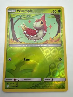 REVERSE HOLO Pokemon Card TCG Sun & Moon Lost Thunder Wurmple 23/214 - Image 1
