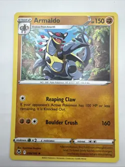 Pokemon TCG Armaldo Silver Tempest 096/195 Regular Rare - Image 1