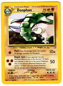 Pokemon TCG Donphan 21/111 Neo Genesis Unlimited Rare Rare LP - Image 1
