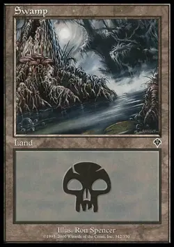 [1x] Swamp (342) - Foil Slight Play, English Invasion MTG Magic - Image 1