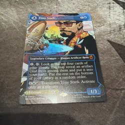 Tony Stark (Borderless) (0350) MTG MSH Marvel Super Heroes Foil NM - Image 1