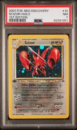 Pokemon PSA 7 Scizor #10 Holo First Edition Neo Discovery 2001 English - Image 2