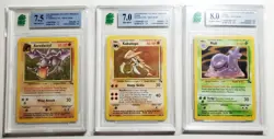 Lots of MNT Graded Fossil Pokemon Cards - Aerodactyl, Kabutops, Muk!!! - Image 1