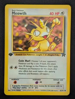 1st Edition Meowth 62/82 Team Rocket Pokemon Card WOTC TCG 2000 - Image 1