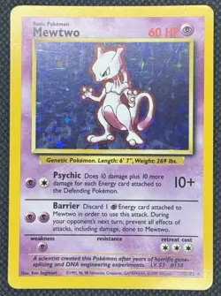 Mewtwo 10/102 Base Set Unlimited Holo Pokemon LP - Image 1