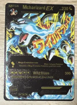 Mega M Charizard EX 230HP blue flame Black Foil Collectible Card NM - Image 1