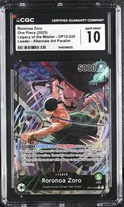 ONE PIECE OP12-020 LEGACY OF THE MASTER RORONOA ZORO ALT ART L CGC 10 GEM MINT - Image 1