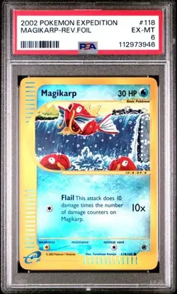 Pokemon PSA 6 Magikarp #118 Reverse Foil Expedition 2002 English - Image 2