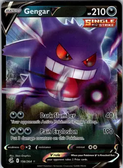 Gengar V 156/264 Holo V Rare Fusion Strike Pokemon Near Mint - Image 1