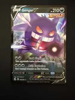 Pokemon TCG Gengar v Fusion Strike 156/264 Holo Ultra Rare NEAR MINT - Image 1