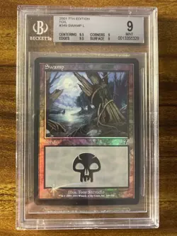 MTG✨SWAMP FOIL✨7th Edition BGS Quad 9’s++ MINT Land 2001 T. Szczudlo Art POP 1 ! - Image 1