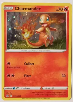 POKEMON CHARMANDER COSMOS HOLO CARD SWSH092 MODERATE PLAY 2021 - Image 1