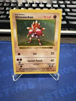 Hitmonchan 1999 Pokemon Shadowless Holo 7/102 Base Set WOTC LP - Image 1