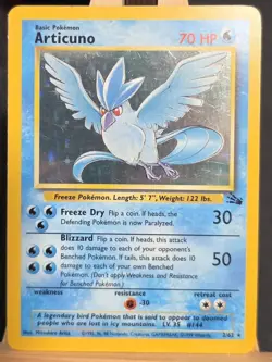 Pokemon - Articuno Holo - Light Play LP - 1999 Fossil 2/62 Rare - Image 1
