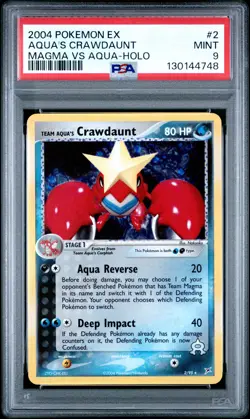 2004 POKEMON EX TEAM MAGMA VS TEAM AQUA #2 TEAM AQUA'S CRAWDAUNT-HOLO PSA 9 - Image 1