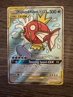 Pokemon TCG Magikarp & Wailord GX Alternate Art Sun & Moon Team Up 161/181 NM - Image 1