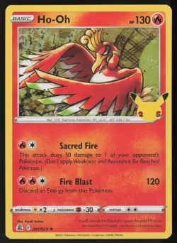 Ho-Oh 001/025 Rare Celebrations Pokemon Holo Lightly Played - Image 1