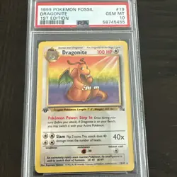 POKEMON DRAGONITE 1999 FOSSIL 1ST EDITION #19 PSA 10 - Image 1