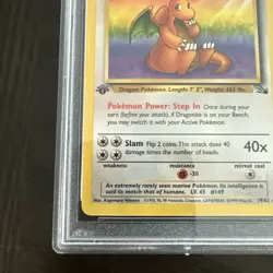 POKEMON DRAGONITE 1999 FOSSIL 1ST EDITION #19 PSA 10 - Image 2