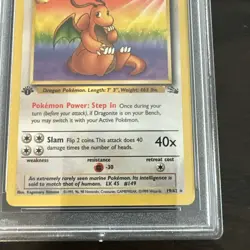 POKEMON DRAGONITE 1999 FOSSIL 1ST EDITION #19 PSA 10 - Image 3
