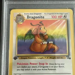 POKEMON DRAGONITE 1999 FOSSIL 1ST EDITION #19 PSA 10 - Image 4