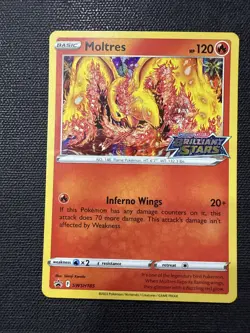 Moltres SWSH185 Stamped Brilliant Stars variant Pokemon TCG NM black star F - Image 1