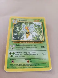 Pokemon TCG Beedrill Base Set 17/102 Regular Unlimited Rare WOTC 1999 - MP - Image 1