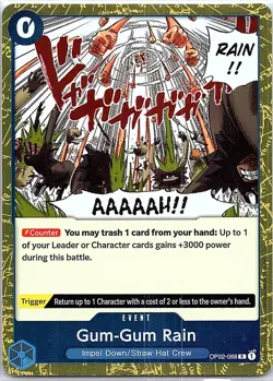 One Piece OP02-068 TCG Gum-Gum Rain Foil Paramount War NM - Image 1
