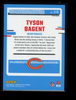 2023 Donruss Optic #216 Tyson Bagent Holo Rated Rookie - Image 2