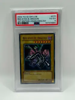 2002 YuGiOh! LOB Red-Eyes B. Dragon 1st Edition Asian English PSA 4 VG-EX - Image 1