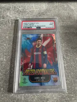 Lionel Messi 2020 Topps Finest UEFA Red Footballers Fusion Blue Red /45 PSA 9 - Image 1