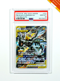 Pokemon PSA 10 Pikachu & Zekrom Gx #101 FA Tag Bolt 2018 Japanese - Image 1