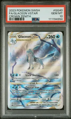 Pokemon TCG Glaceon VSTAR Crown Zenith Galarian Gallery Full Art Holo PSA 10 - Image 1