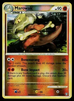 Pokemon Card HGSS Triumphant Marowak 44/102 Reverse Holo Uncommon - Image 1