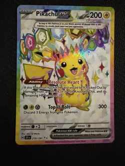 Pokemon Card Pikachu ex 219/191 Sv08 Surging Sparks Ultra Rare Full Art Holo NM - Image 1