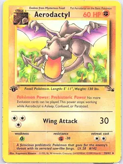 Aerodactyl 16/62 1st Edition Non Holo Fossil - Pokemon Card - LP - Image 1