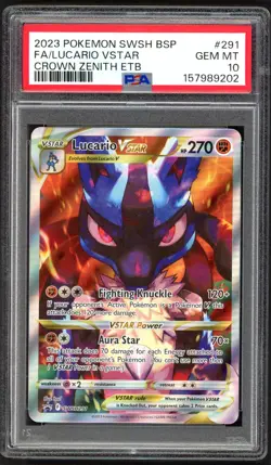 Pokemon Card - PSA 10 Lucario Vstar SWSH291 - Crown Zenith ETB Black Star Promo - Image 1