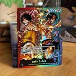 Bandai One Piece Card Game Luffy & Ace Leader ST30-001 Foil Red English - Image 2