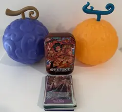 One Piece TCG Devil Fruit Collection Vol 1 Vol 2 Cases + Gol D Roger Tin w Bulk - Image 1