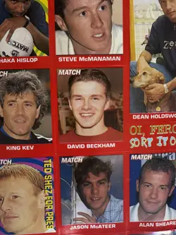 1996 Match Magazine Mega Stickers Red Borders Full Sheet Including David Beckham - Image 1