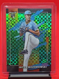 2026 Topps Finest #196 Jacob Misiorowski 93/99 Green X-fractor Refractor RC - Image 1