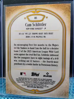 2026 Topps Tier One Cam Schlittler RC Blue 106/125 #83 - Image 4
